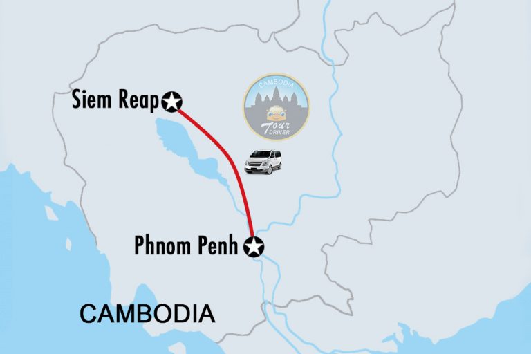 Private Taxi Transfer Siem Reap - Phnom Penh Map